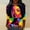 Blue, variant on Black History Month African American Pattern T-Shirt for Women Pride Celebration Shirt Blouse 3/4 Sleeve Crewneck Tshirt Tops