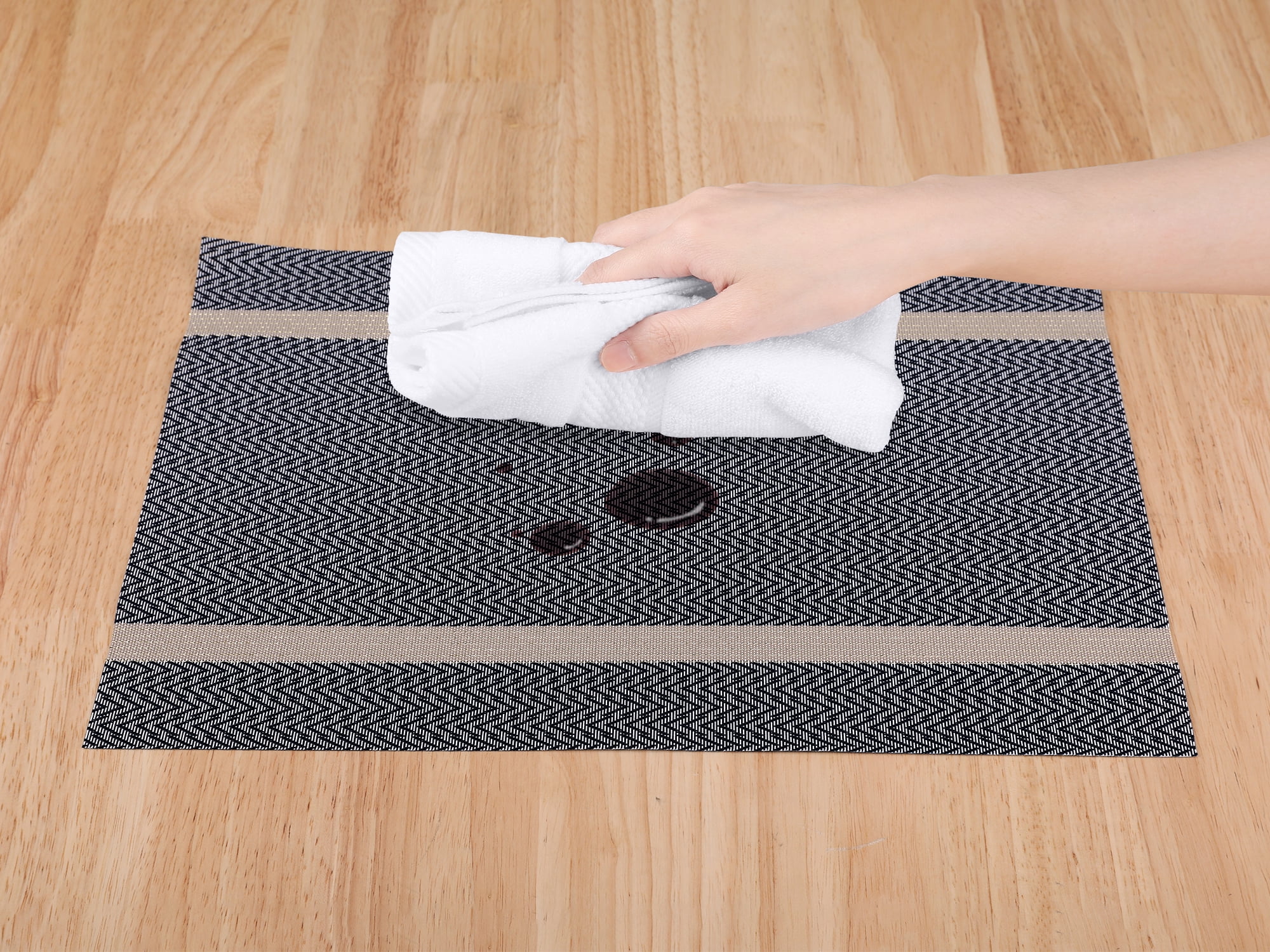 Unique Bargains Set of 8 Vinyl Placemats for Kitchen Washable Table Placemats Dark Blue