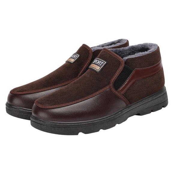 Brown Mens Snow Boots Casual Cold Resistant Warm Fleece Lined Thickened Non Fatigue Outdoor Shoes Fall Winter Soft Sole Comfortable Footwear Size 41