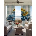 thumbnail image 6 of Blue Truck Yellow Sunflower Kitchen Curtains Summer Teal Plaid Vintage Cafe Short Curtains for Bathroom Blackout Window Curtain Grommet Small Window Treatment Drapes for Bedroom Living Room 42"x45"x2, 6 of 9