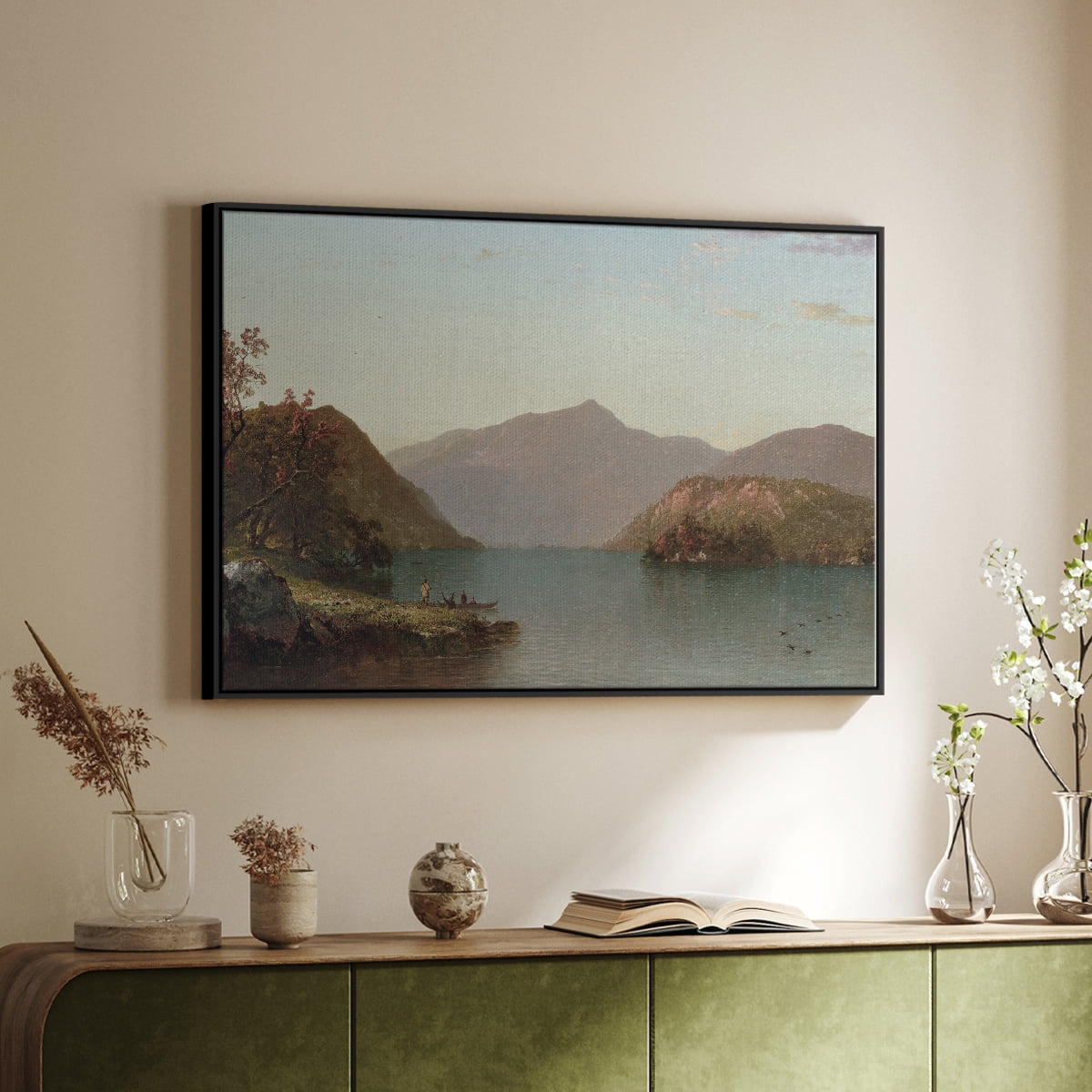 Vintage Landscape-MIX By Wexford Home Framed in Black Wood Gallery Wrapped Canvas 17 in. x 25 in.