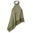 thumbnail image 5 of IUYRTFE Women's Halter Neck Satin Lace Trim Top Sleeveless Elegant Summer Flowy Blouse, 5 of 5