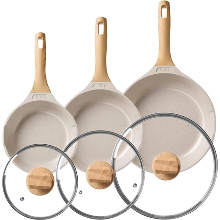 Nonstick Frying Pans With Lid - Granite Frying Pan Set, Induction Omelette Pans for Cooking Skillet Set Non-stick Cookware Set, Kitchen Skillet Pans Non Sticking Chef's Pan Pot and Pan Set Gift