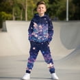 thumbnail image 3 of Uorisanigo 2 Piece Athletic Tracksuit Jogging Sets Outfit Purple Dragon Floral Sweatsuit Pullover Hoodie and Active Sweatpants Set with Pockets Kids Youth Matching Set, 3 of 7