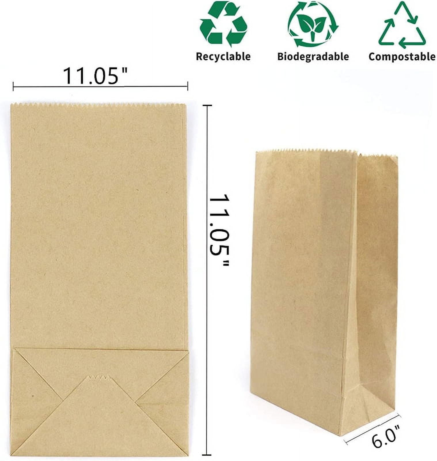 50 Count - White Paper Bags For Packing Lunch Snacks - Blank White