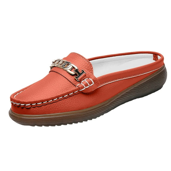 YLYL Mules for Women Slip on Metal Chain Backless Loafers Comfortable Casual Business Shoes