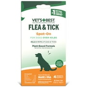 Vet's Best Flea and Tick Spot-on Drops, Topical Flea and Tick Prevention for Dogs - Plant-Based Formula - Certified Natural Oils - For Large Dogs - 4 Month Supply