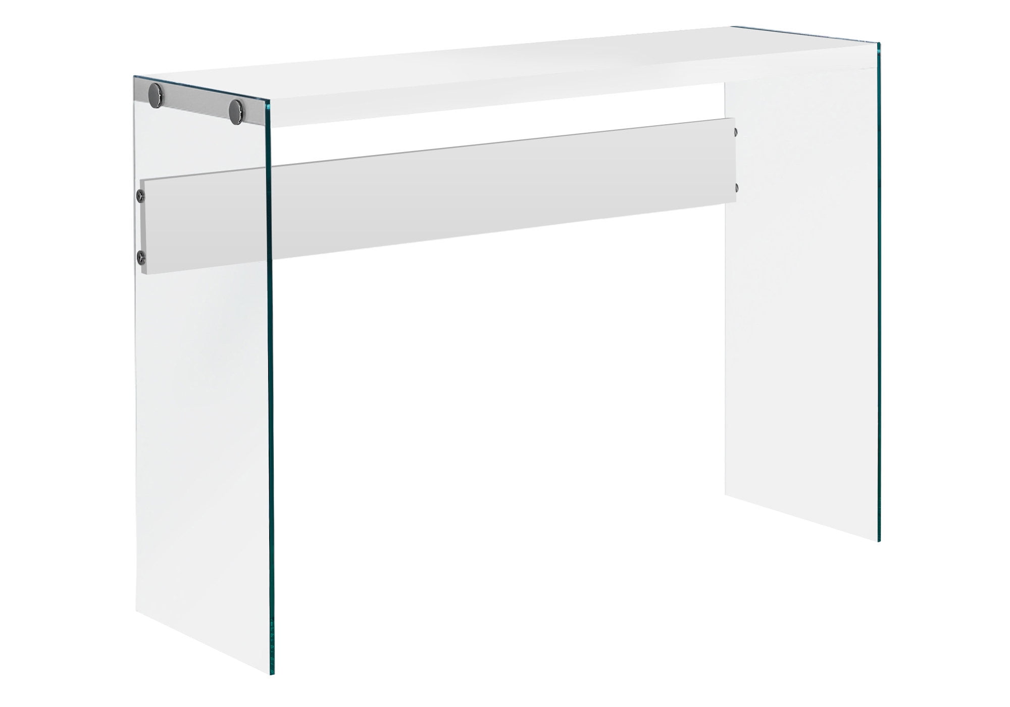Open Box White Monarch Specialties Accent Console Table w/ Tempered Glass 