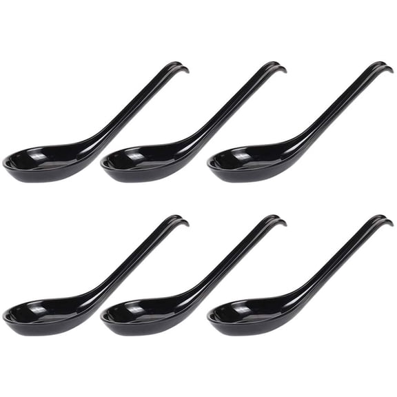 LQCrafK Soup Spoons,6 Pcs Japanese Style Spoons Rice Spoons Chinese Asian Soup Spoons with Long Handle for Restaurants