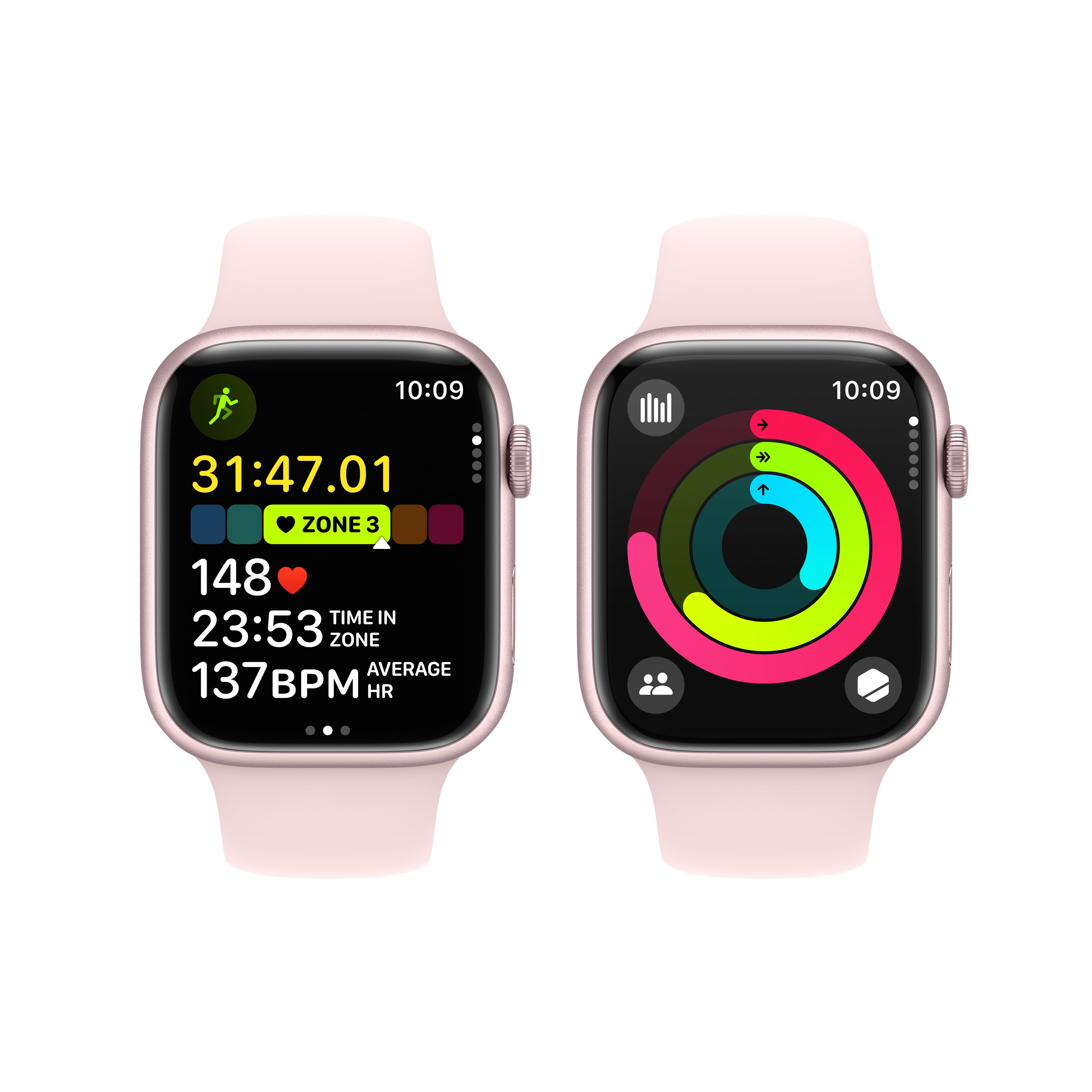Pink 45mm Sport Light Band Cellular - Aluminum GPS with Pink + Series 9 M/L Watch Case Apple