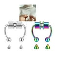 thumbnail image 3 of Jumpingount 5 pares de anillos de nariz sin perforación de acero inoxidable, segmento de piedra imán, estilo Punk, joyería para el cuerpo, Type3 NO3, 3 of 6