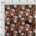 thumbnail image 2 of oneOone Polyester Lycra Brown Fabric Skull Dress Material Fabric Print Fabric By The Yard 56 Inch Wide, 2 of 6