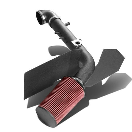 For 2000 to 2003 Tundra / Sequoia 4.7 2UZ Black -Coated Aluminum Cold Air Intake Pipe+Heat Shield+Red Filter 01 (Best Cold Air Intake For 6.0 Vortec)