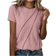 thumbnail image 6 of ByworldtasicNo Boundaries Women's Short Sleeve Tops Soft Comfortable Crewneck T-Shirts with Unique Diagonal Stitching Blouse, 6 of 6