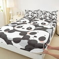 thumbnail image 3 of jejeloiu Kawaii Cute Panda Queen Sheet Sets,Wild Zoo Animal Flat Sheet,White Black Queen Fitted Sheet For Kids,Breathable Home Decor,4pcs, 3 of 7