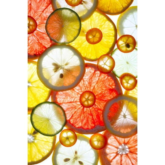 Sliced Citrus Fruits Background, Unframed Photographic Print Wall Art by ElenaGaak Sold by Art.Com