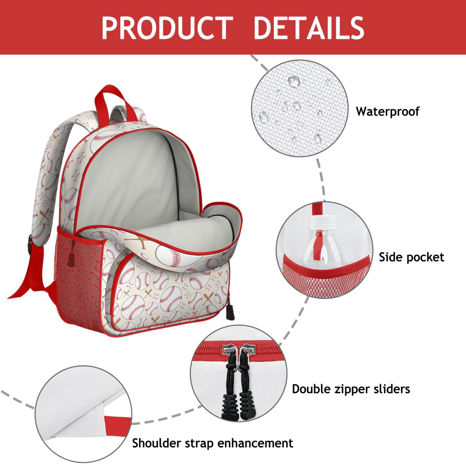 Waterproof Backpack for Students - Durable, Adjustable with Team Prints for Baseball, Football, and Soccer