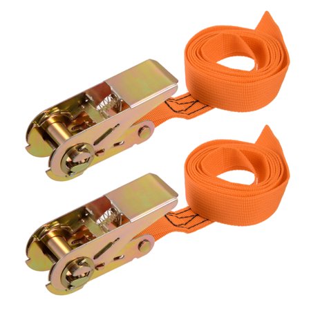 

Uxcell 1.5Mx25mm 250Kg Work Load Ratchet Tie Down Strap Orange 2 Pack