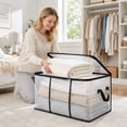 thumbnail image 5 of Bedroom Storage and Organization, Clothes Storage Bag, Under Bed Storage, Stackable Closet Storage, 24X17X14 Inch Heavy Duty Clear Pvc Storage Box with Reinforced Side Support,, 5 of 6