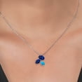 thumbnail image 3 of 925 Silver and 10K Yellow Gold Blue Created Sapphire and Blue Opal Pendant Necklace for Women (3.10 Cttw, Oval 8X6MM, 7X5MM and 6X4MM, Gemstone September Birthstone, with 18 inch Chain), 3 of 4