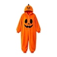 thumbnail image 4 of Halloween Onesie Adult Pumpkin Halloween Pjs Women Men Long Sleeve Hooded Loungewear Flannel Casual Loose Fit Oversized Jumpsuit Fall Winter Cozy Party Wear, 4 of 5