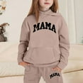 thumbnail image 2 of Gelikeya 2 Piece Sweatsuit Tracksuit Sets for Toddler Kids Boys Girls Mama Printed Hoodie Hooded Tops Pants Fall Winter Outfits (Khaki, 3-4 Years), 2 of 5