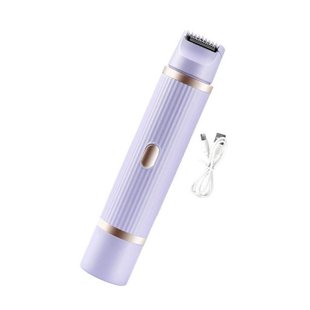 Depiladora facial de bikini para mujer, doble cabezal, portátil, fácil de limpiar Violeta