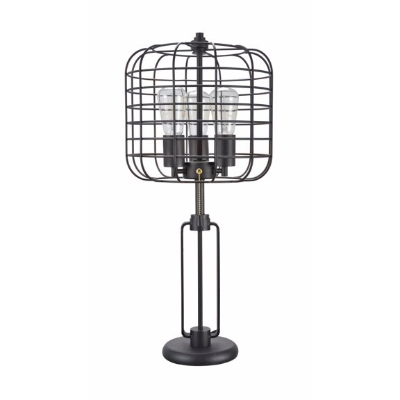 Aspen Creative 40086, Wire Cage Metal Table Lamp, Vintage Design in Sand Black 26" High