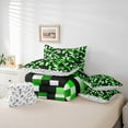 thumbnail image 6 of Manfei Pixel Classi Grid 7pcs Bedding Comforter Set,Modern Minimalism Plaid Queen Bedding Sets,Black Green Queen Sheet Sets For Teens,Ultra Soft Home Decor Reversible, 6 of 8