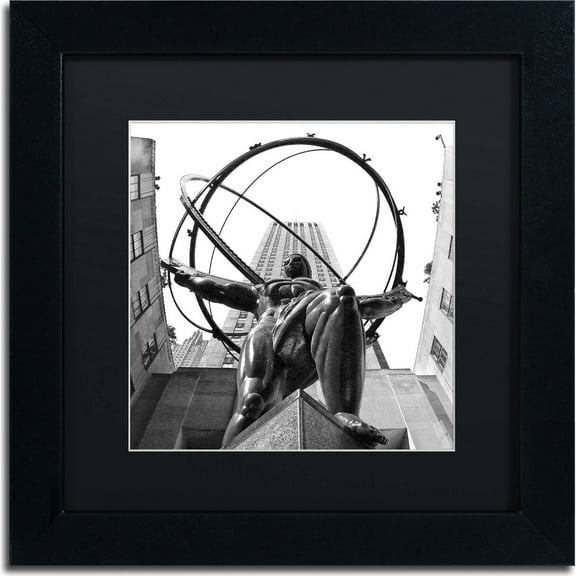 Trademark Fine Art "Atlas Rockefeller Center" Canvas Art by CATeyes, Black Matte, Black Frame