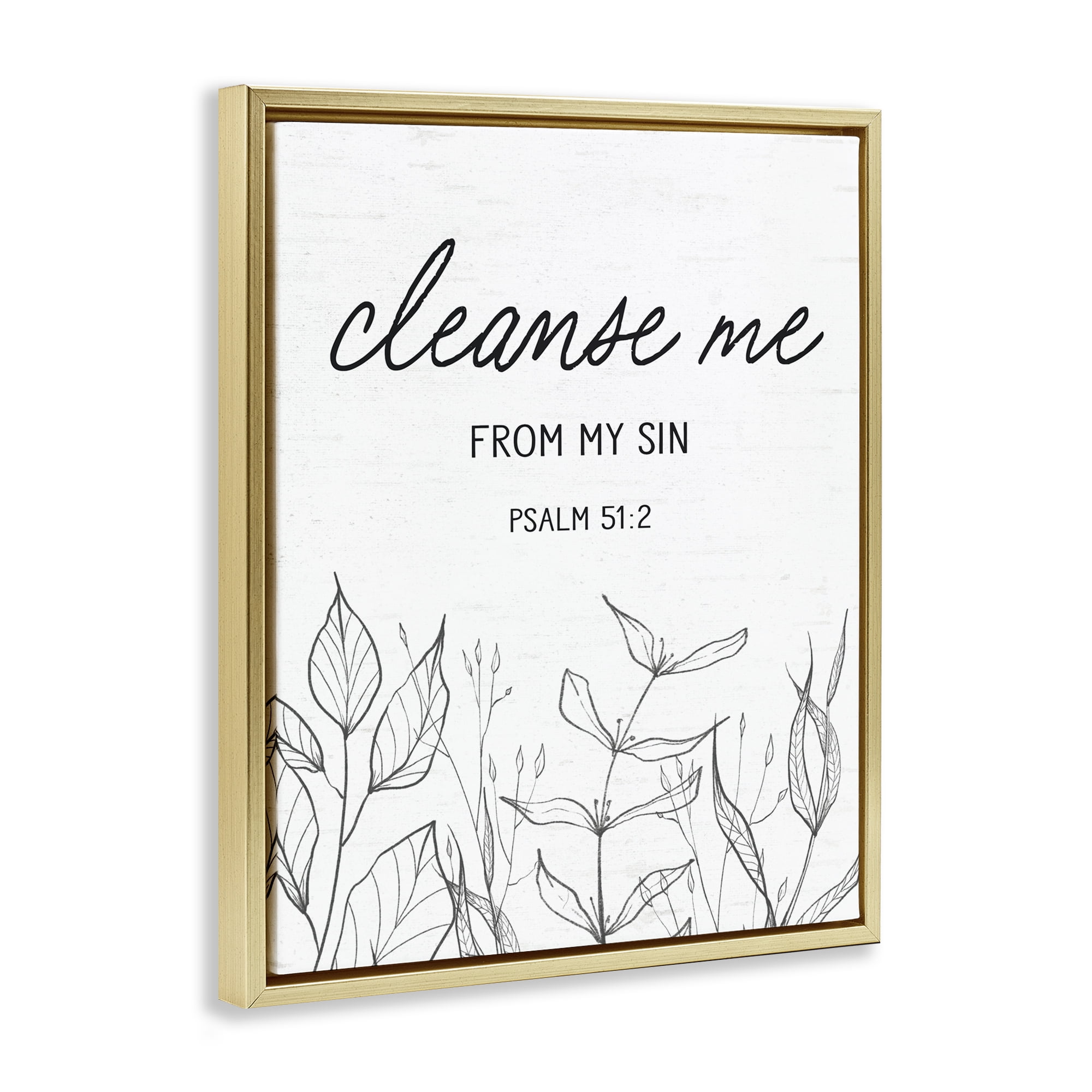 Cleanse Me From Sin Gold Framed Floater Canvas Wall Art, design by Lettered and Lined