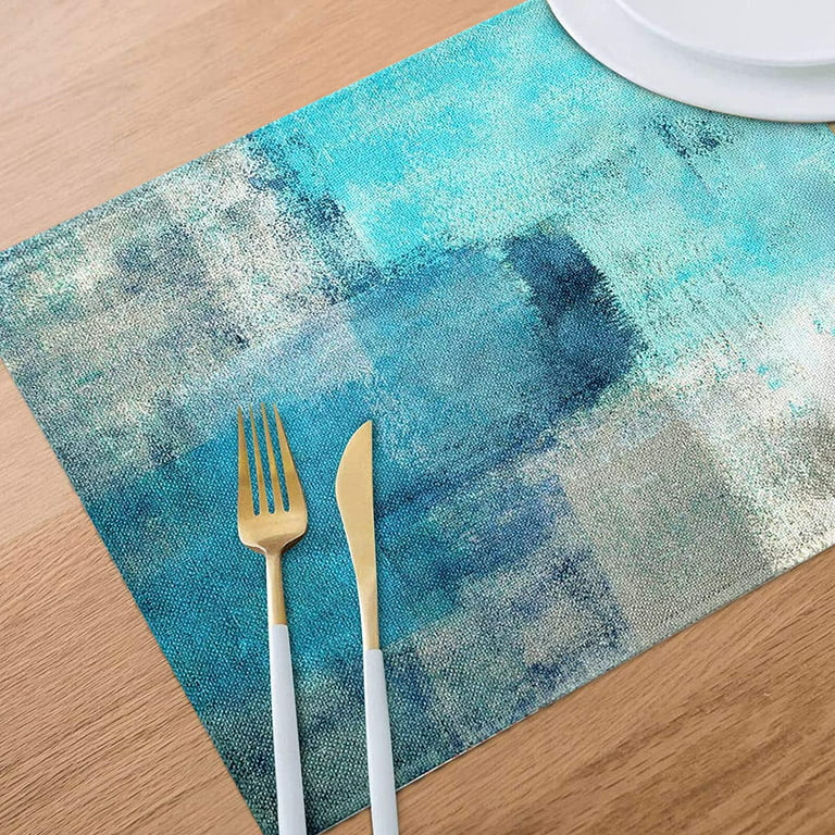 Placemats Set of 6, Blue Grey Norina Non Slip Heat Resistant Thick