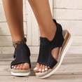 thumbnail image 3 of Xfvqtps Womens Wedge Sandals Flatform Espadilles Linen Elasticity Hollow out Slip on Open Toe Non Slip Lightweight Breathable Dressy Casual Summer Sandals Black, 3 of 9