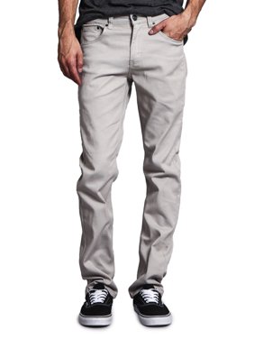 Victorious Mens Slim Fit Colored Stretch Jeans GS21 - WHITE - 30/32