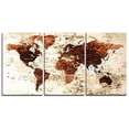 thumbnail image 2 of Original by BoxColors LARGE 30"x 60" 3 panels 30x20 Ea Art Canvas Print Watercolor Brown Beige Old Map World Push Pin Travel cities Wall home office decor (framed 1.5" depth) M1822, 2 of 6