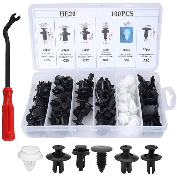 Clips de remache de plástico 100 piezas Clips de plástico para automóvil Clips Peugeot Clips para molduras de carrocería con herramienta de extracción Clips universales para puerta de automóvil Sailing Electrónica