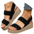thumbnail image 3 of XIMIN Wedge Sandals for Women Lightweight Dressy Platform Elastic Ankle Strap Slip On Open Toe Thick Sole Mid Heels Casual Boho Summer Beach Outdoor Party Sandal, 3 of 9