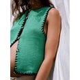 thumbnail image 3 of Womens Sweater Vest Sleeveless Button Down Tank Tops Spring Summer Cropped Cardigan 2025 Knit Top Green M, 3 of 6