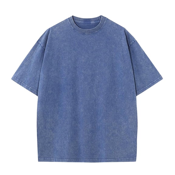 Blmnix Cotton T Shirts T shirts for Men Vintage Shirts Pullover Tshirt Blue Crew Neck Short Sleeve Polo T Shirts for Men,L