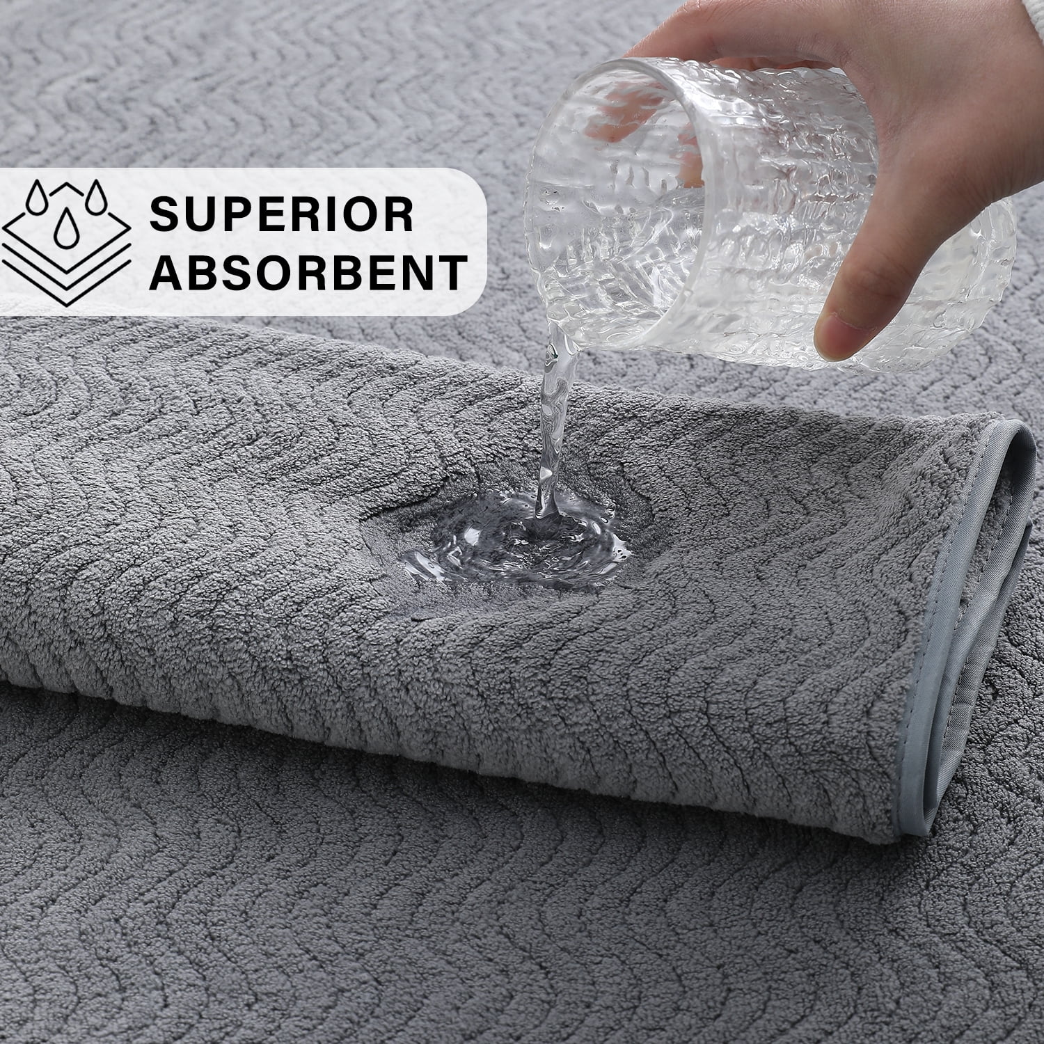 Beartech 8 Piece Microfiber Bath Towel Set ,2 Oversized Bath Sheet,2 Hand Towels,4 Washcloths, Extra Large, Soft & Less Lint Bathroom Towels Highly Absorbent Quick Dry Towels-Dark Gray