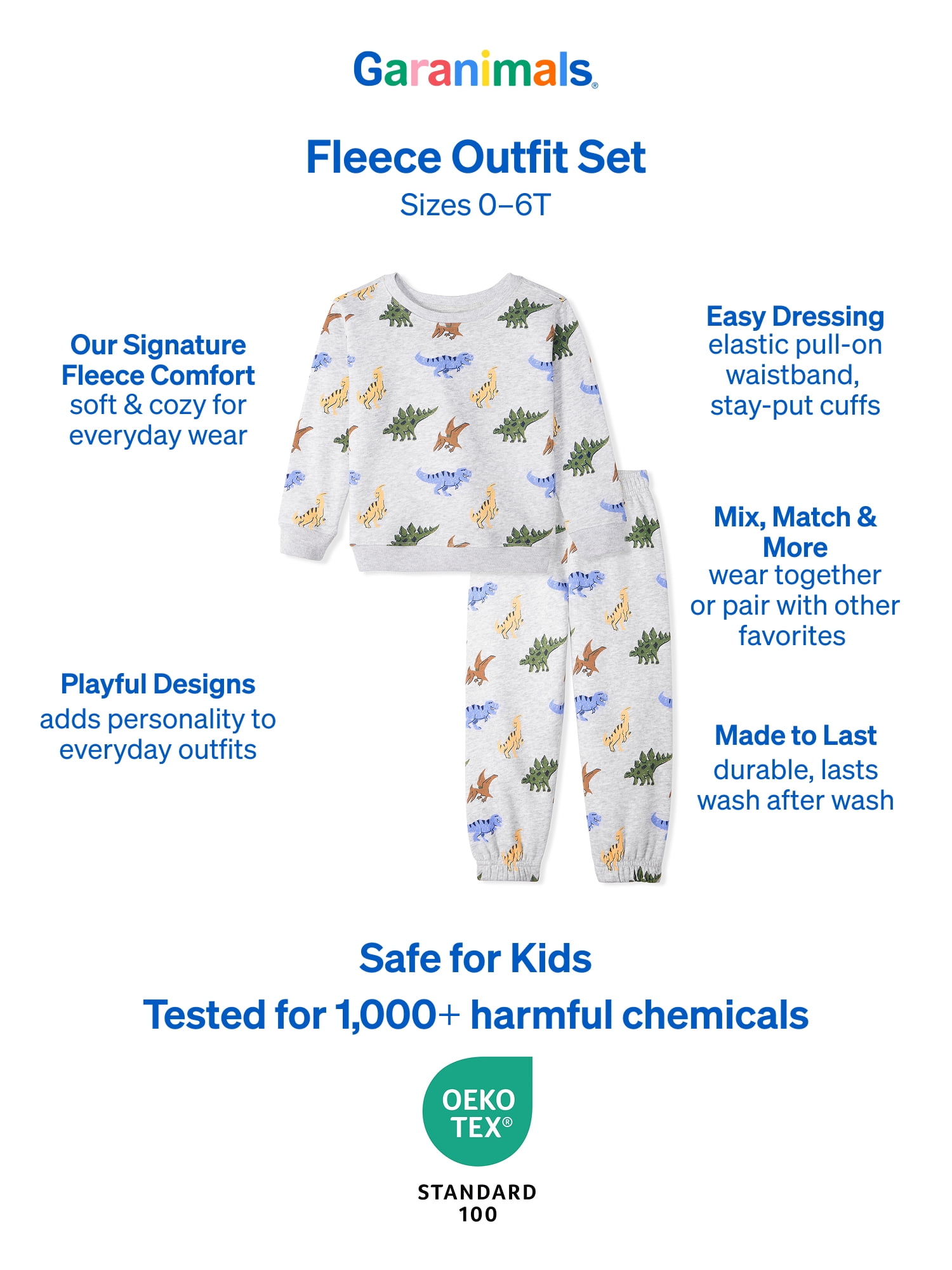 Garanimals Baby & Toddler Boys Fleece Outfit Set, Sweatshirt & Sweatpants, Sizes 0-6T