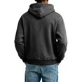 thumbnail image 4 of Men's Washed Distressed Full-Zip Hoodie, Spring Fall Casual Hooded Outerwear Jacket, Black, M, 4 of 5