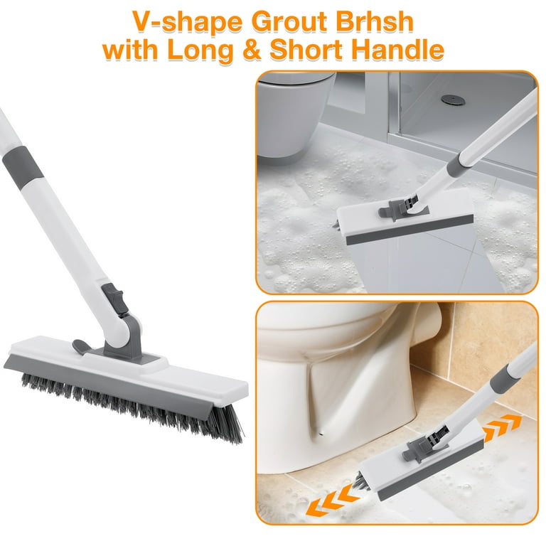 2 in 1 Cleaning Scrub Brush Grout Brush Scrape Floor Scrub Brush V-Shape  Stiff Bristle Brush for Cleaning Kitchen Bathroom - AliExpress