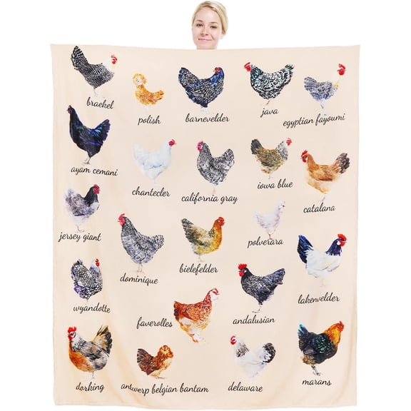 Chicken Throw Blanket Cozy Fleece Blankets for Adults Kids Boys Girls for Women Men Chicken Lovers Rooster Decor for Party Sofa Bed Couch 50"X60"