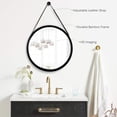 thumbnail image 3 of Round Wall Mirror- Circle 15 Inch Mirror Bamboo Frame with Adjustable Hanging Leather Strap for Bedroom Bathroom Living Room Entryway Vanity, 3 of 7