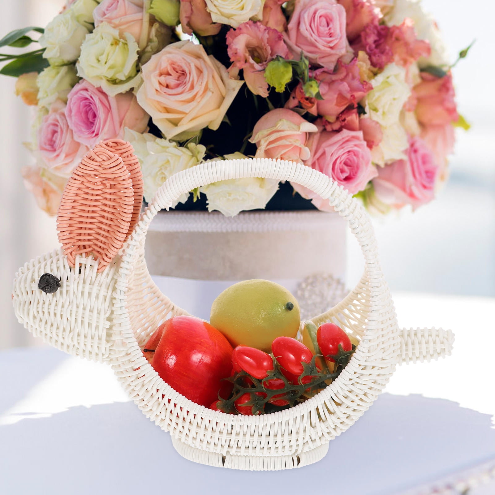 AURARMLET Mini Decorative Bunny Basket with Handle for Giving, Easter, Party, and Home Decor - 1 Set