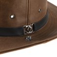 thumbnail image 3 of WITHMOONS Faux Leather Indiana Jones Hat Outback Hat Fedora CD8859 (Brown), 3 of 5