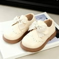 thumbnail image 6 of Girls' Bow Ballet Flats | Beige Dress Shoes for Kids/Kids with Velcro Strap, Comfortable & Easy On for Special Occasion, School,Size 3-3.5T, 6 of 6