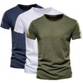 thumbnail image 1 of Camiseta de Color Sólido para Hombres, Cuello Redondo de Manga Corta de Verano para Gimnasio Y Desgaste Casual, Camiseta Atlética Transpirable Ligera, 1 of 6