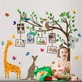 thumbnail image 3 of Colorful Animal Family Wall Stickers Tree with Hanging Photo Frames Peel and Stick Giraffe Tiger Kangaroo Decals for Nursery Kids Playroom Bedroom Living Room for DIY, 3 of 6